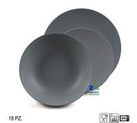 SERVIZIO PIATTI 18 PZ TONDI COLORE GRIGIO OPACO IN PORCELLANA ART. 15298