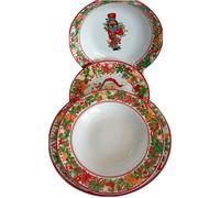 Servizio piatti 19 pezzi porcellana Fade Xmass Happyness