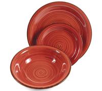 Servizio piatti 9 pezzi in stoneware dipinto a mano, Dubai Light Red