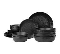 Servizio Piatti da 4 Persone - Set 16 Piatti Moderni Particolari Effetto Lino