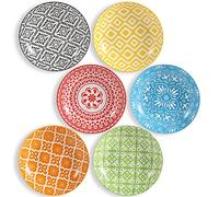 Servizio Piatti Fondi in Ceramica Colorati, Profondi 20 cm - per Zuppa | Insalata | Pasta | Gourmet | Risotto - Lavabile in Lavastoviglie e Microonde - Set di 6