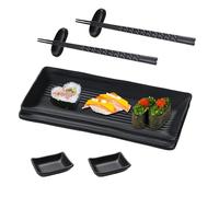 Servizio Piatti Giapponese per Sushi in Melamina 8 pcs, Include 2 Piatti di Sushi, 2 Ciotoline Per Salse, 2 Set Bacchette Giapponesi e 2 Porta Bacchette - Servizio Giapponese