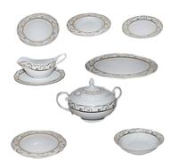 Servizio piatti in porcellana bianca filo oro tazze tè tazzine caffè caffettiera