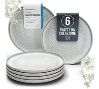 Servizio Piatti Moderni per 6 Persone in Ceramica Ibiza, Set di 6 Piatti, Dessert e Insalata - Resistenti a Lavastoviglie e Microonde - Pure Living beige chiaro