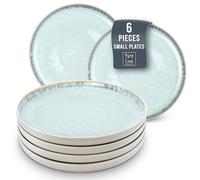 Servizio Piatti Moderni per 6 Persone in Ceramica Ibiza, Set di 6 Piatti, Dessert e Insalata - Resistenti a Lavastoviglie e Microonde - Pure Living beige-blu