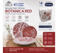 Servizio Piatti Porcellana 18 Pezzi Botanica RED Ø27/23/20cm