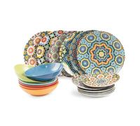 Servizio Piatti Set 6 posti tavola 18 pezzi LInea MARRAKECH, un mosaico di colori in PORCELLANA 6 posti tavola diversi adatto alla lavastoviglie multicolor
