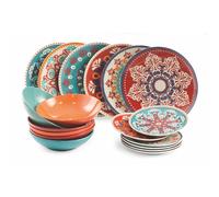 Servizio Piatti Set 6 posti tavola 18 pezzi LInea SHIRAZ , in PORCELLANA 6 posti tavola diversi adatto alla lavastoviglie multicolor
