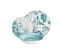 Servizio piatti TOGNANA CORALIE TEAL per 6 persone, 18 pezzi, Porcellana, Verde acqua