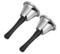 Servizio portatile Chiama Campanella per il tè Cam 2pcs Wooden Handles Christmas Jingle Bell for Ringing Call Restaurant Hotel Dinner School Church Wedding Holiday Decor