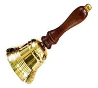 Servizio portatile Chiama Campanella per il tè Cam Campanello in ottone massiccio, campanello scolastico, campanello di chiamata con manico in legno, for cena, ricevimento, biblioteca, pub-7,5 cm, 7,5