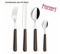 Servizio Posate 24 pezzi colorate BRIO Marrone 89 EME 18/C (AISI430) con manico in ABS marrone