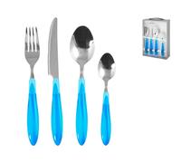 Servizio Posate 24 Pezzi Inox Manico Blu 3604 H&H