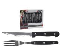 SERVIZIO POSATE 6 FORCHETTE + 6 COLTELLI IN ACCIAIO INOX PER BARBEQUE COD.260110