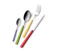 Servizio Posate Colorate 24 pezzi FAST 6 Coltello 6 Forchetta 6 Cucchiaio 6 Cucchiaino caffè (Colore Misto 24 pezzi) multicolor
