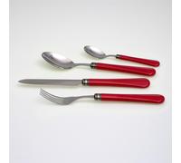 Servizio Posate colorate 24 Pezzi GIULIETTA in acciaio inox 18/10 manico in metacrilato spessore 1,5 mm colorato rosso rosso