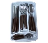 Servizio Posate completo 24 Pezzi per tavola di 6 persone manico marrone Acciaio