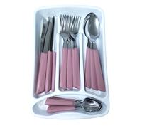 Servizio Posate completo 24 Pezzi per tavola di 6 persone manico rosa antico