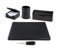 Servizio Scrittoio William City Time - Ecopelle - 5 Accessori - 60451 (Nero)