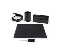 Set scrivania Nero sintetico 5 pezzi NIJI. Set da scrivania in materiale sinteti
