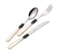 Servizio Set di Posate 24 pezzi in Acciaio Inox Eme Napoleon Perlato Avorio 13