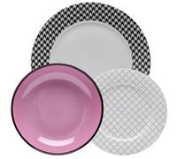 Servizio tavola 18 pz (6 piatti piani, 6 fondi, 6 frutta) Ø 27 cm, Ø 21 cm, Ø 19 cm - Coco
