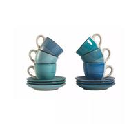 SERVIZIO TAZZINE DA CAFFÈ "BAITA ACUQA " IN GRESS SFUMATURE DI BLU 90ML, 6 PEZZI