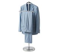 Servo Muto da Camera in Metallo Cromato 45x26x109 cm, Servomuto Appendiabiti da Terra con Porta Pantaloni, Indossatore Moderno Salvaspazio, Attaccapanni per Camera da Letto, Ufficio e Hotel
