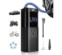 SERVOMASTER Compressore Aria Portatile, Gonfiatore Elettrico Portatile 150PSI, Compressore Auto con Funzione di Arresto Automatico, Display Digitale e Luce LED, per Auto, Moto, Biciclette, Palloni