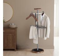 Servomuto autoportante con vassoio, appendiabiti in legno, barra per pantaloni, appendiabiti per camera da letto e ingresso