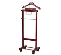 Servomuto in legno facile da spostare per camera da letto, abiti, camicie, pantaloni, cravatte, rosso vino, 40 x 34 x 123 cm. Elegante soluzione per riporre abiti da uomo.