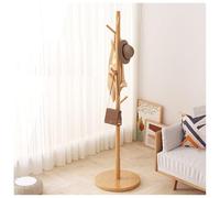 Servomuto Tutto in Legno Massello con Robusta Base Rotonda e Ganci, Attaccapanni Autoportante per Ingresso, Alta capacità, per Camera da Letto, Soggiorno : 38x38x176CM