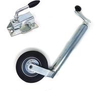 Servotimone per Rimorchio e Carrello Ø 48 + Morsetto SIMOL, Ruotino d'appoggio Zincato, Regolabile e Telescopico, Diametro 48 mm