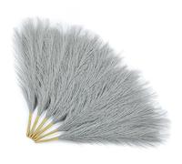 Serwalin 6 Pezzi Erba Della Pampas,45 cm,Piume Decorative,Fiori Secchi,Adatto per matrimoni, feste, salotti, decorazioni di vasi che,Decorazione Bohemien (Grigio)