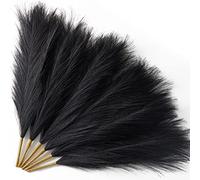Serwalin 6 Pezzi Erba Della Pampas,45 cm,Piume Decorative,Fiori Secchi,Adatto per matrimoni, feste, salotti, decorazioni di vasi che,Decorazione Bohemien (Nero)