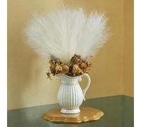 Serwalin 6 Pezzi Erba Della Pampas,45 cm,Piume Decorative,Fiori Secchi,Adatto per matrimoni, feste, salotti, decorazioni di vasi che,Decorazione Bohemien (bianco)