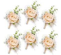 Serwalin Fiore all'occhiello per uomo, per matrimonio, sposo, testimone del testimone del bambino, per cerimonia nuziale, anniversario, ballo di fine anno, cene, feste, 6 pezzi