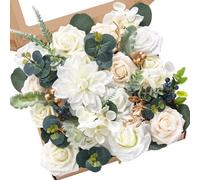 Serwalin Fiori artificiali per torta bouquet da sposa centrotavola per il giorno del Ringraziamento Peonia Rose Fiori di nozze Combo Fiori finti Boho per la (Un giardino segreto)