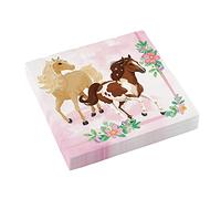 amscan 20 tovaglioli di carta pony, cavalli, fiori, 33 cm