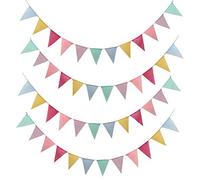 SERWOO 4 Stringhe Bandiere Striscioni Bandierine Feste Vintage Decorazioni per Compleanno Matrimonio Cerimonia 48pz Triangle (3 Metri/Stringa)