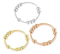SERYNOW 3 pz/lotto Fidget Ring per donne, ansia preoccupazione anelli perline Fidget Spinner anelli per gli uomini, 5, Acciaio inossidabile, non hanno