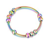 SERYNOW Anello antistress in oro e argento, per donne, per alleviare l'ansia, misura 5-10, con perline, fidget spinner, anello per ansia, per ragazze e uomini, in acciaio inossidabile, non hanno