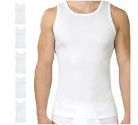 SES Canottiera da uomo a costine sottili, confezione da 5 pezzi, da uomo, in 100% cotone/da uomo, con vestibilità aderente, bianco, XXL