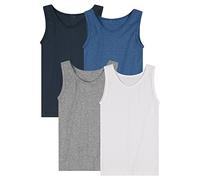 SES Confezione da 4 canottiere per ragazzi 92-182 in bianco e colorato/canottiere per ragazzi in cotone/canottiera senza maniche per bambini/blu e grigia, Confezione colorata, 92 cm