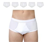 SES - Confezione da 5 slip da uomo a costine sottili con patta e elastico morbido, 100% cotone, bianco, XL