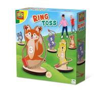 SES Creative 02312 - Lancio degli anelli, animali in legno con anelli di corda, set gioco all'aperto per bambini 3 anni