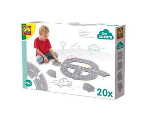 SES Creative 13151 - Set di 20 pezzi per bambini dai 24 mesi in su, costruisci reti stradali con pezzi di puzzle, compatibile con auto giocattolo