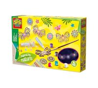 SES Creative 14039 - Kit Creativo per Bambini dai 6 Anni in su, Ispirato alla Natura, per Decorare 8 Farfalle e Fiori in Legno con 6 Colori alla Moda