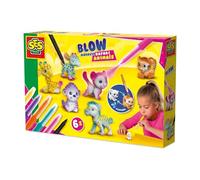 SES Creative 14335 - Penne aerografo, motivo: animali safari, 6 pezzi, kit creativo per bambini dai 5 anni in su, per decorare 6 personaggi di animali safari