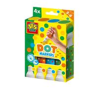 SES Creative 14600 - Pennarelli a pois per bambini, 4 pennarelli XXL in giallo, arancione, blu e verde, lavabili e facili da impugnare, attività divertenti per bambini dai 3 anni in su